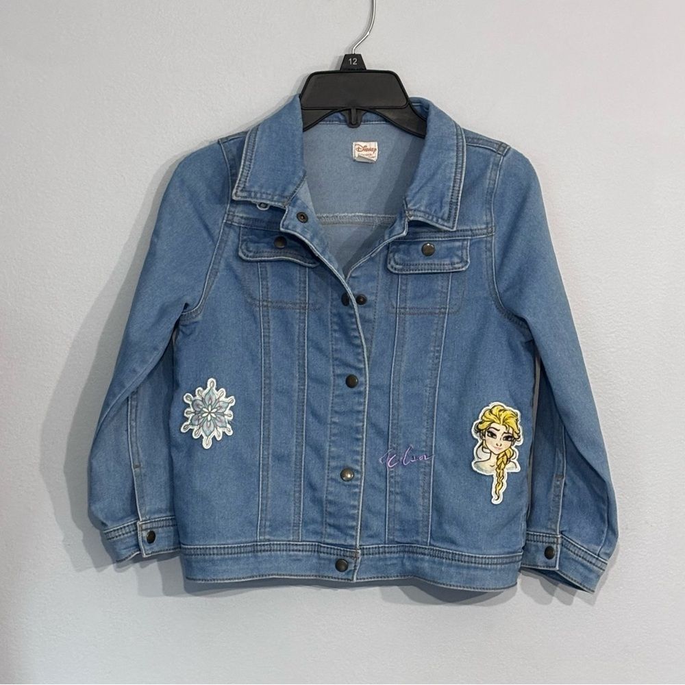 Disney | Girls Lt Wash Blue Denim Elsa Frozen Jean Jacket Snap Closure Size 10